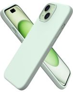 Cover per iPhone 15 Silicone 6.1 Pollici, Custodia Compatibile con iPhone 15 Cover, Morbido Silicone Liquido Protezione, in Gomma Gel Morbida con Fodera in Microfibra - Verde menta