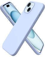 Cover per iPhone 15 Silicone 6.1 Pollici, Custodia Compatibile con iPhone 15 Cover, Morbido Silicone Liquido Protezione, in Gomma Gel Morbida con Fodera in Microfibra - Celeste
